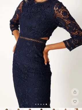 Petal & Pup Navy Crochet Lace Midi Dress